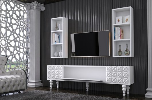Decoraktiv Eko 4 Slm Std Rustik Tv Unitesi Tv Sehpasi Beyaz Siyah Trendyol