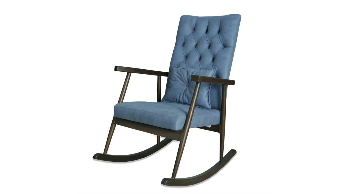 ASEDİA TEKSAS KAPİTONELİ CEVİZ MAVİ SALLANAN SANDALYE FİYATI Vivense