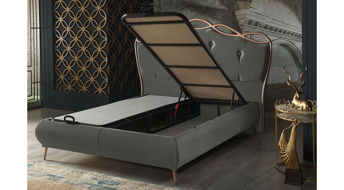 REİNA GRİ BALE BAZA BAŞLIK YATAK SET 160X200 FİYATI Vivense