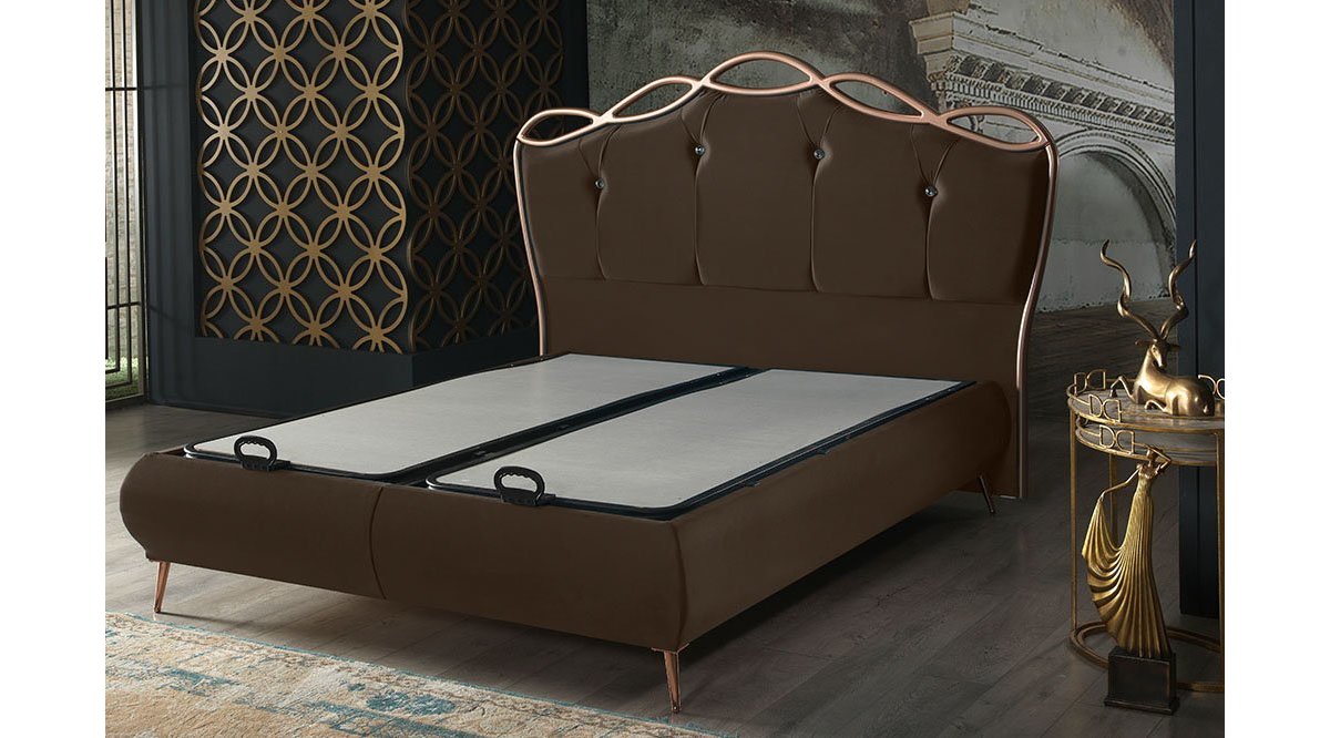 REİNA KOYU KAHVERENGİ BALE BAZA BAŞLIK YATAK SET 180X200 FİYATI Vivense