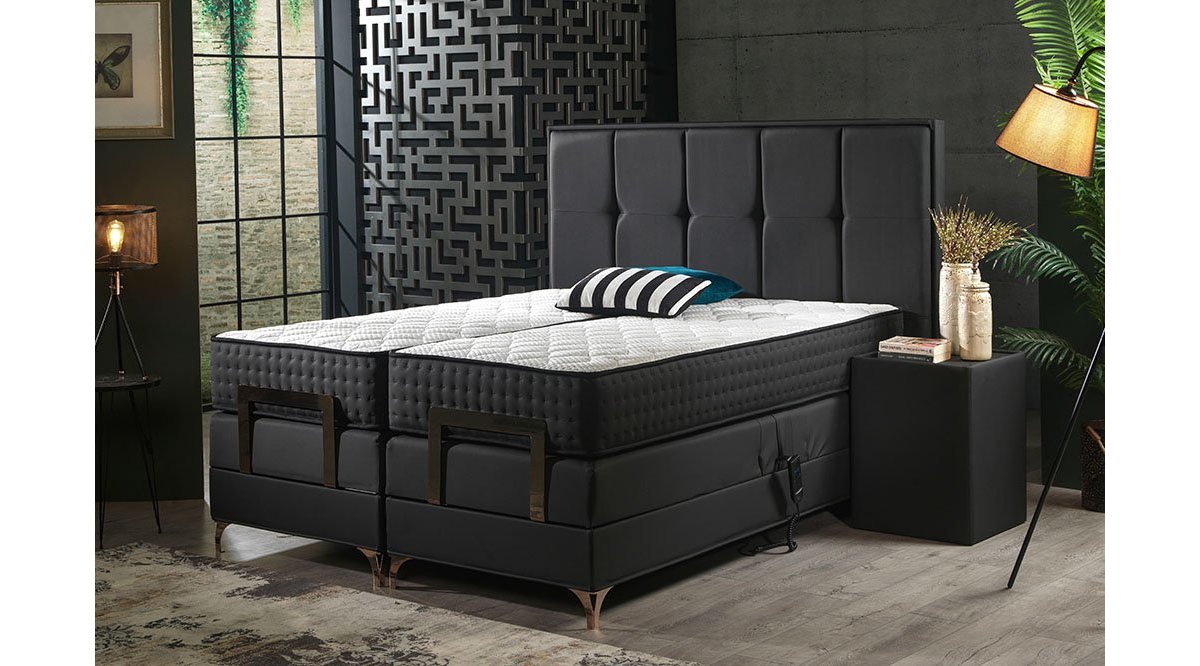 REİNA ELEKTİKLİ FONKSİYONEL FÜME BLACK LOTUS BAZA BAŞLIK YATAK SET