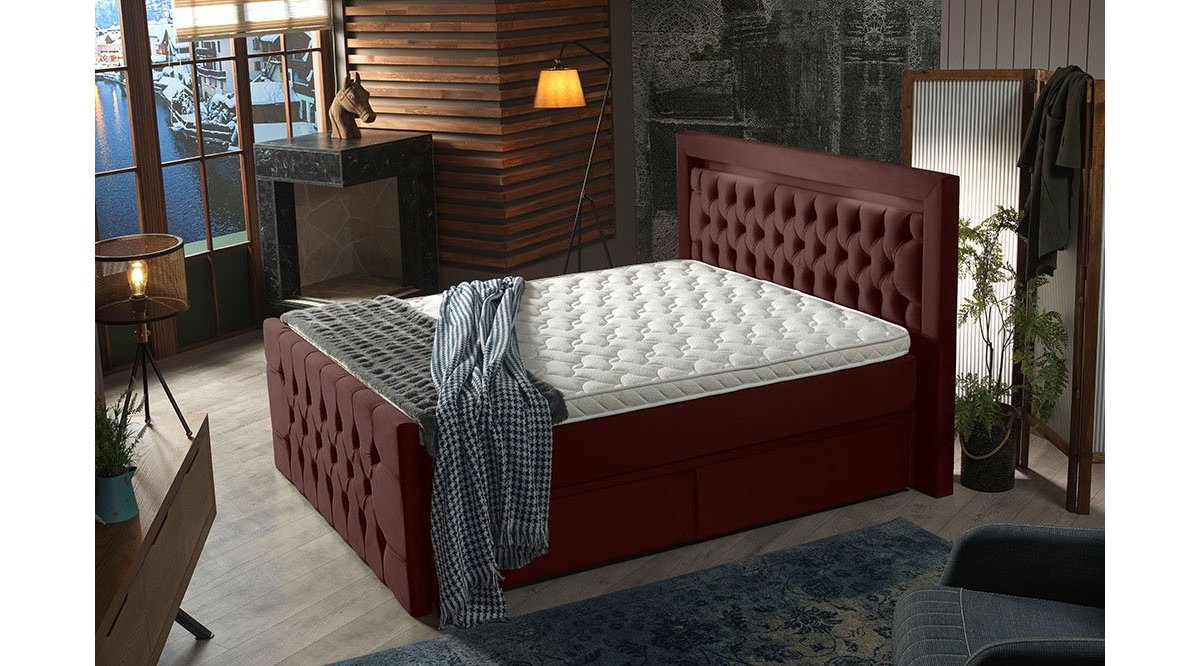 REİNA BORDO BOLLYWOOD BAZA BAŞLIK YATAK SET 180X200 FİYATI