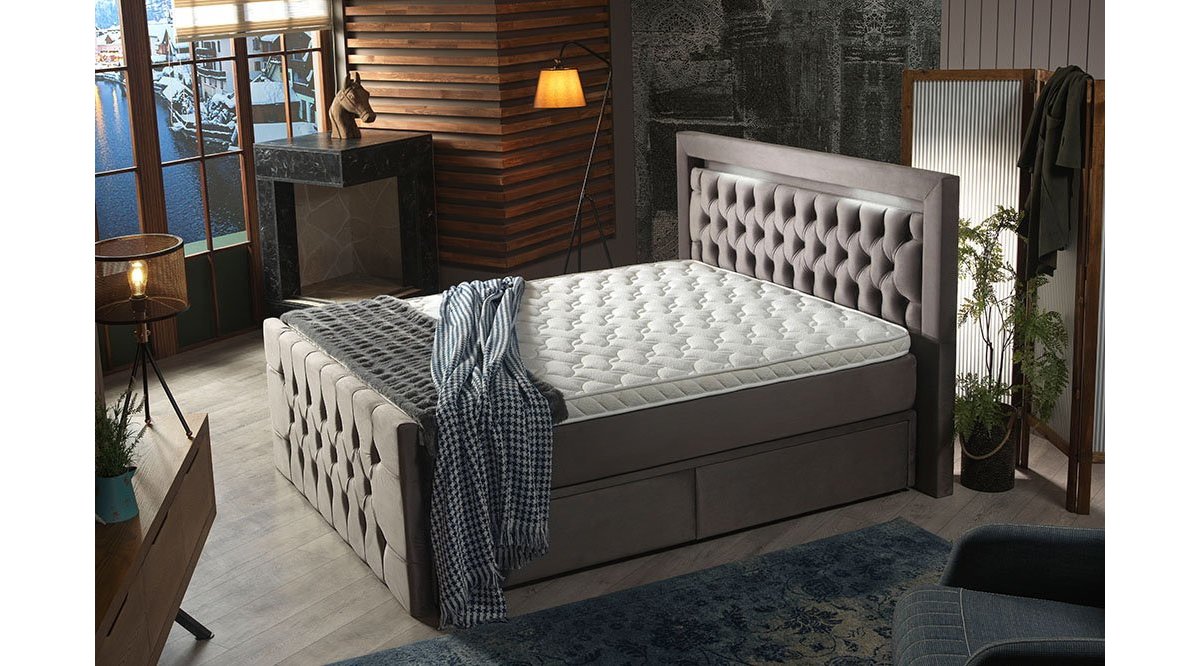 REİNA GRİ BOLLYWOOD BAZA BAŞLIK YATAK SET 160X200 FİYATI