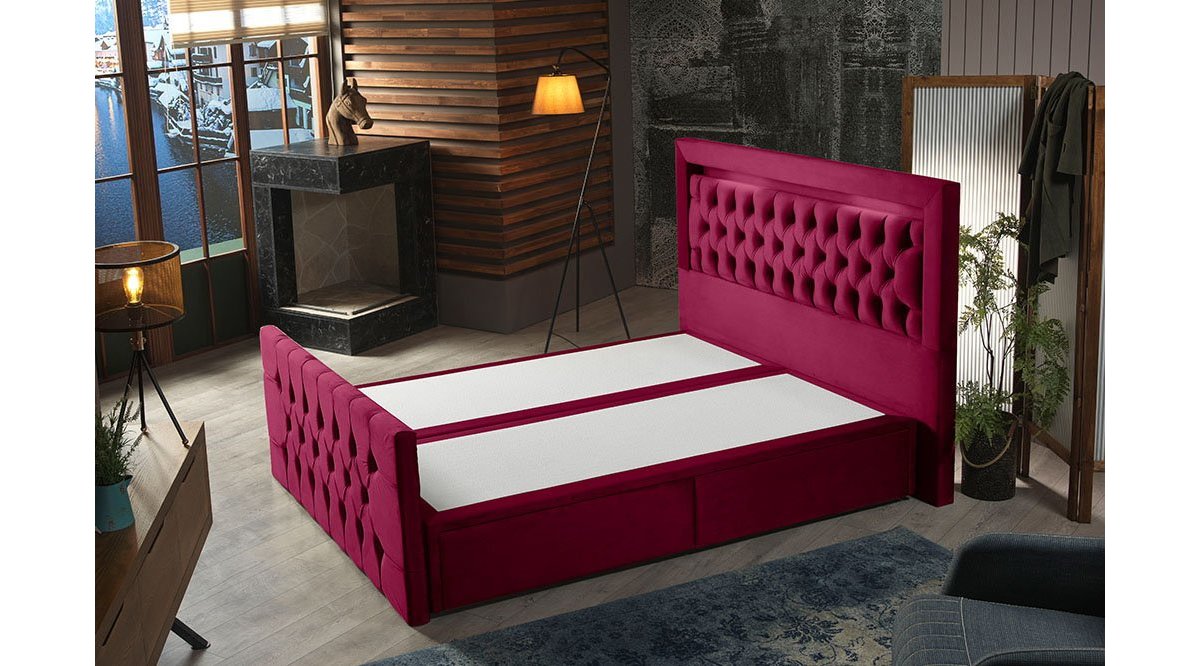 REİNA KIRMIZI BOLLYWOOD BAZA BAŞLIK YATAK SET 180X200 FİYATI Vivense