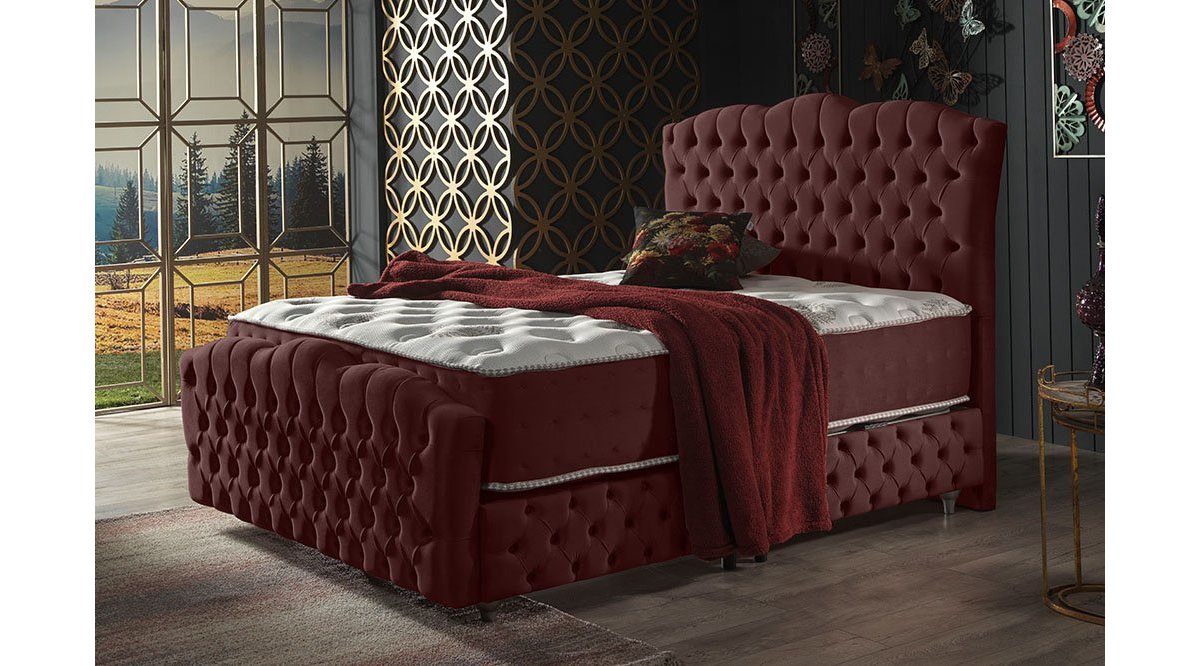 REİNA BORDO CEGANE BAZA BAŞLIK YATAK SET 150X200 FİYATI
