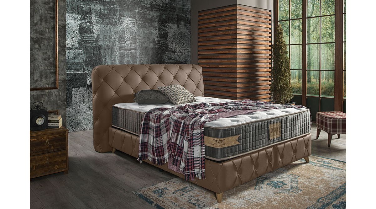 REİNA KAHVERENGİ SALSA BAZA BAŞLIK YATAK SET 160X200