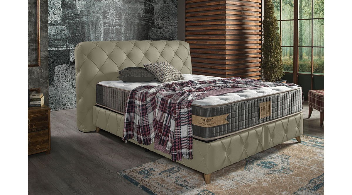 REİNA KOYU BEJ SALSA BAZA BAŞLIK YATAK SET 160X200 FİYATI