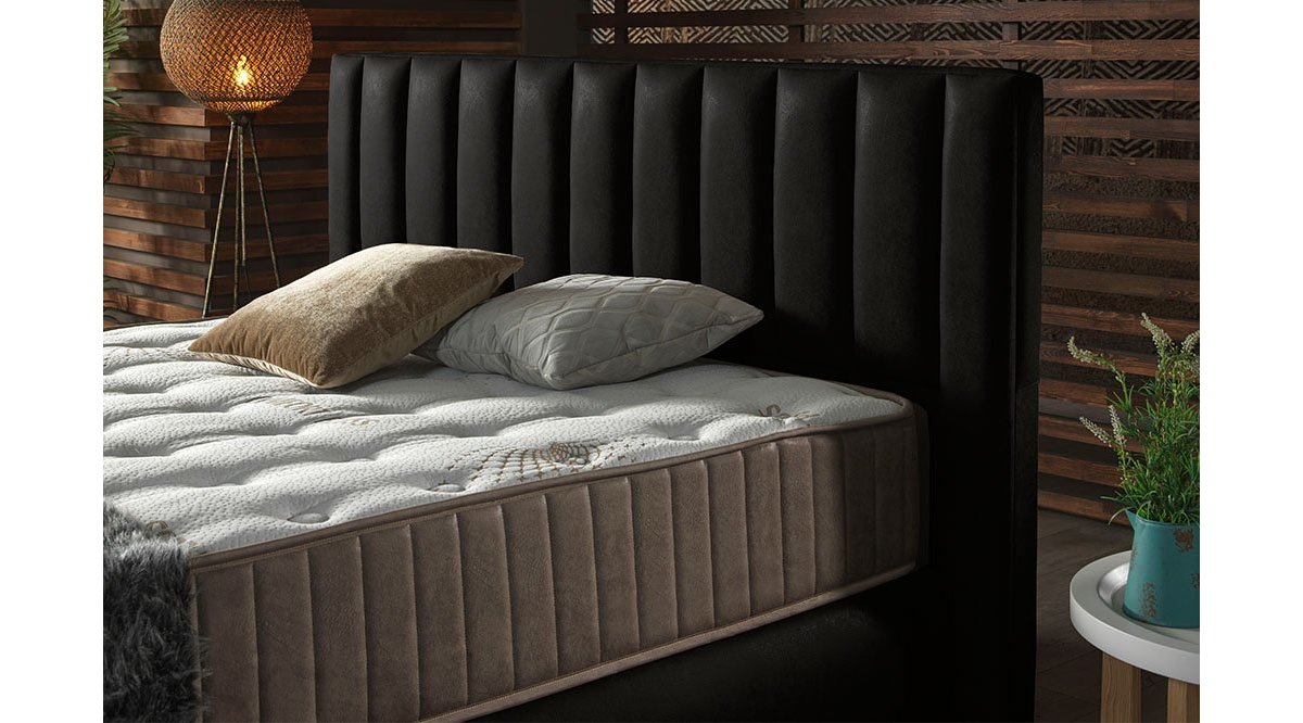 REİNA SİYAH SQUARE BAZA BAŞLIK YATAK SET 150X200 FİYATI Vivense