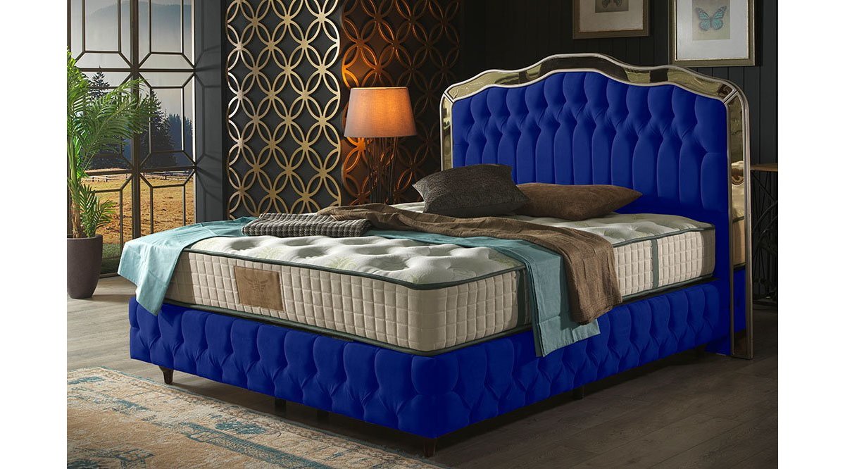 REİNA MAVİ VARAGELE BAZA BAŞLIK YATAK SET 180X200 FİYATI Vivense