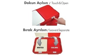MOTEK İKİLİ DOKUNMATİK KİRLİ ÇAMAŞIR SEPETİ GRİ-BEYAZ