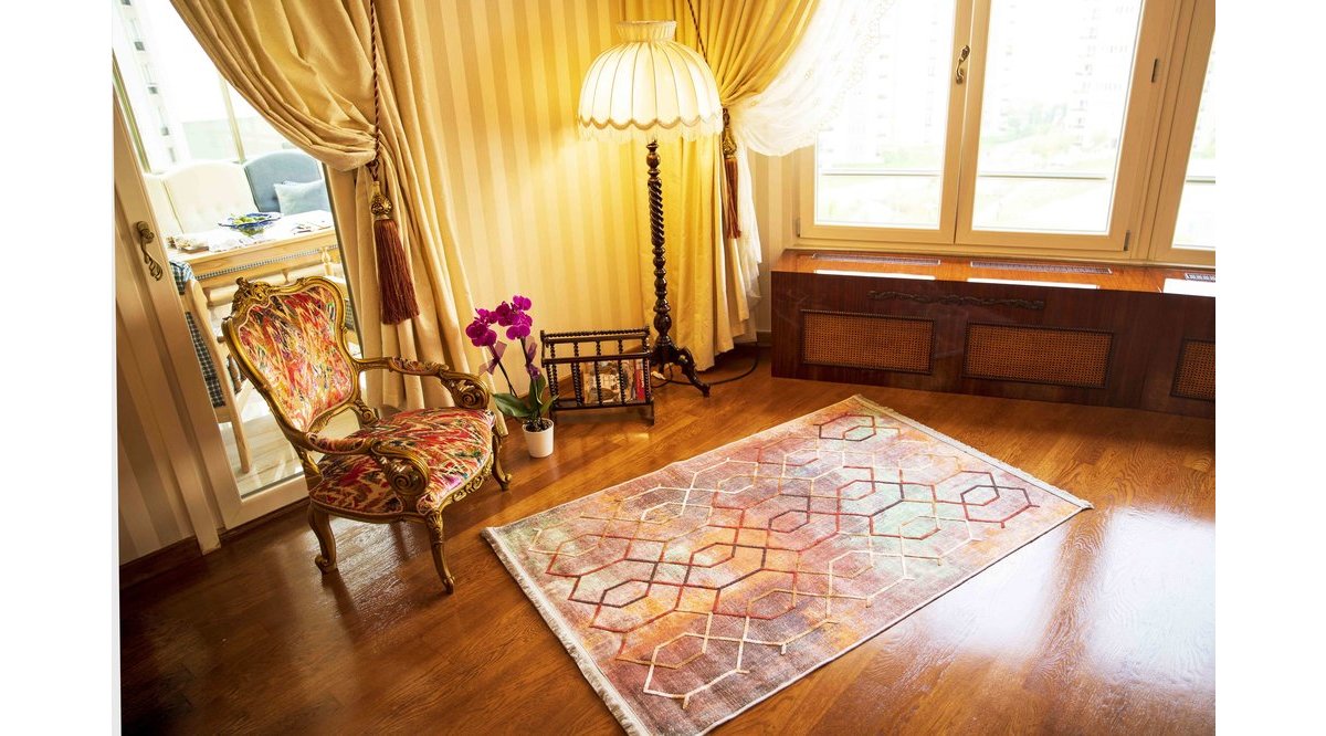 KİLİM DÜKKANIM PASTEL TONLARDA GEOMETRİK DESEN KAYMAZ