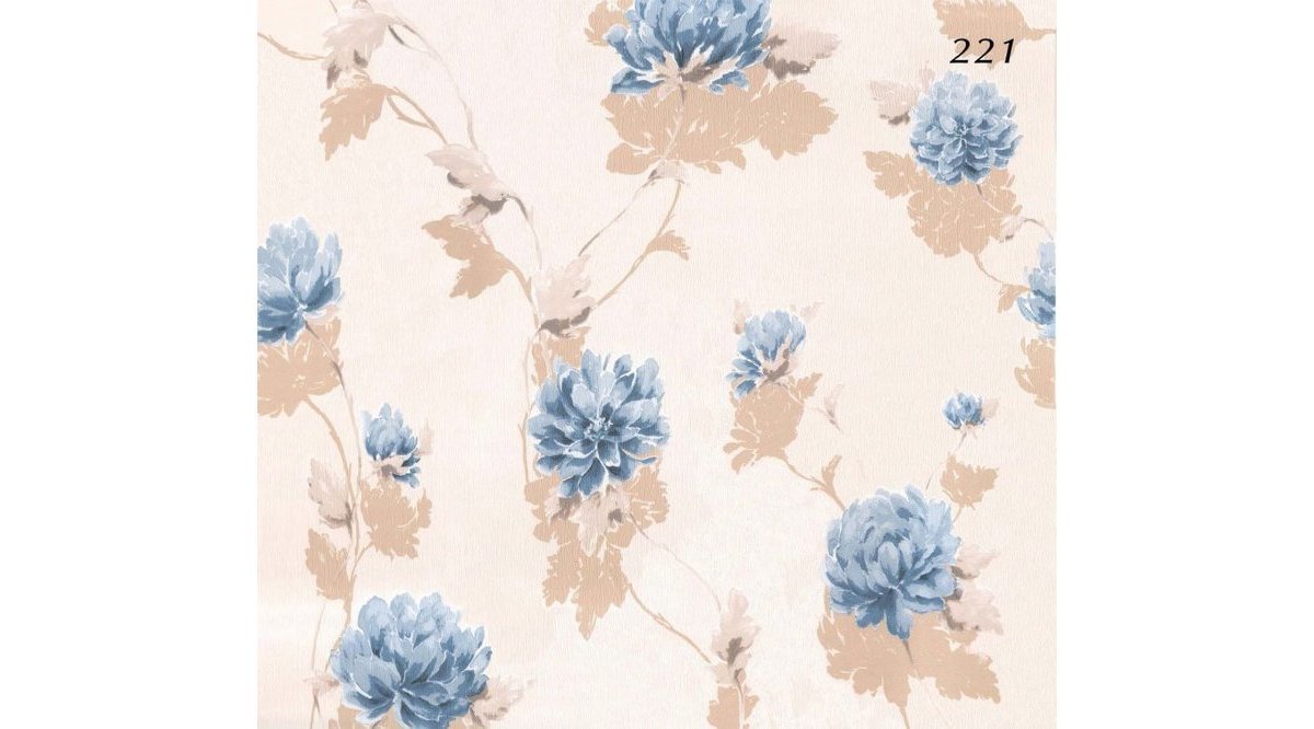 221 HALLEY FASHİON MAVİ ÇİÇEKLİ DESEN DUVAR KAĞIDI 5 M² FİYATI Vivense