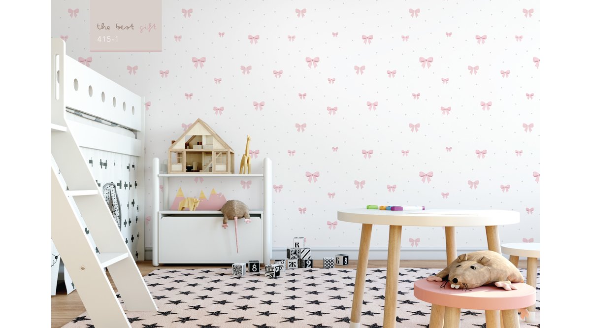 41 5 1 PEMBE KURDELE DESENLİ ÇOCUK DUVAR KAĞIDI 5 M² FİYATI Vivense