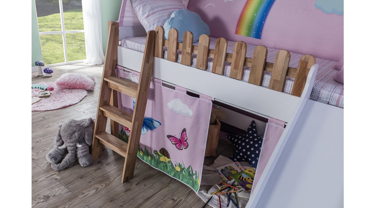 MY HOUSE MONTESSORİ PEMBE KUMAŞLI YAY ÇATILI KAYKAYLI OYUN EVİ FİYATI
