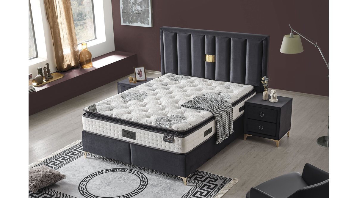 DİAMOND BAZA BAŞLIK YATAK SETİ 150X200 ANTRASİT FİYATI