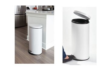 PEDALLI BÜYÜK ÇÖP KOVASI 30 LT SAPLI İÇ KOVA DAHİL BEYAZ RENKLİ 33X25X64CM
