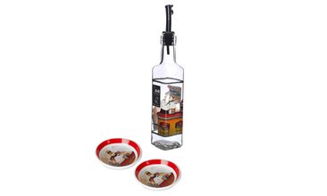 ŞEF DESEN CAM YAĞDANLIK VE İKİLİ PORSELEN TABAK SET