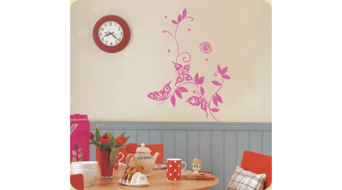PEMBE KELEBEKLİ ŞEFFAF FİLMLİ DUVAR STİCKER FİYATI Vivense