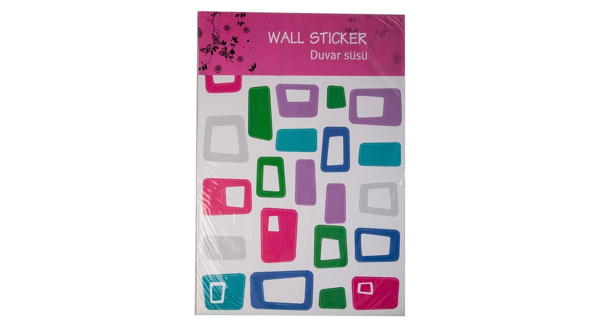 DUVAR SÜSÜ STİCKER RENKLİ KARELİ PVC 48X33X0,5CM FİYATI Vivense