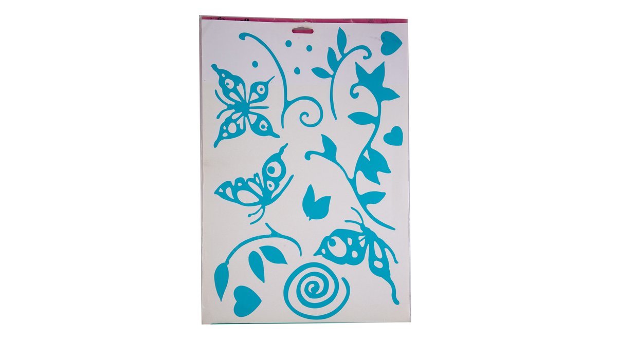 DUVAR SÜSÜ STİCKER MAVİ KELEBEKLİ ŞEFFAF FİLMLİ PVC 48X33X0,5CM FİYATI