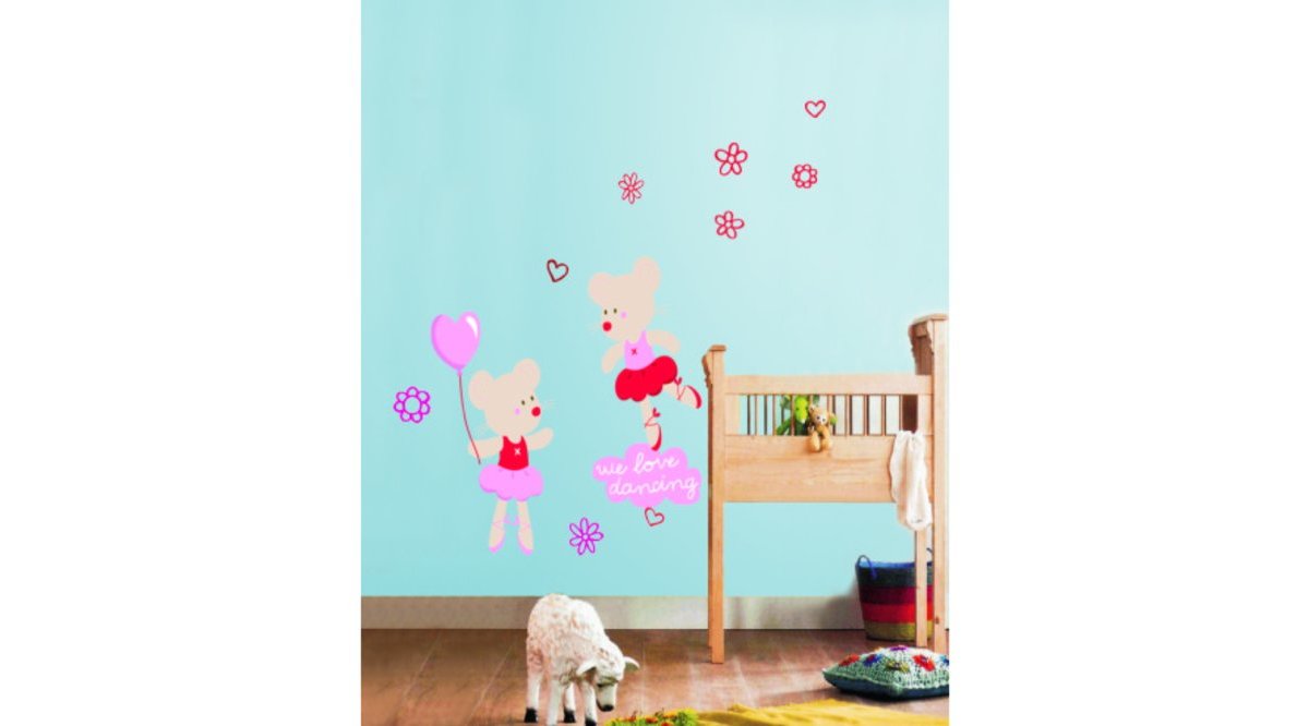 DUVAR SÜSÜ STİCKER DANS EDEN FARE DESEN PVC 70X50X0,5CM FİYATI Vivense