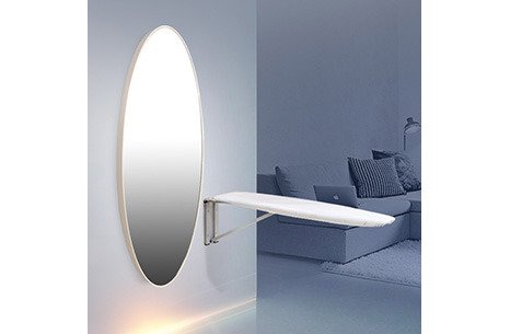 BY SOLVO ELİPS BOY AYNALI ÜTÜ MASASI BEYAZ