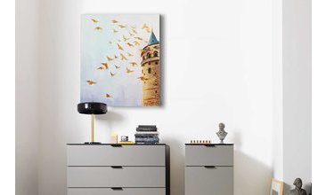 GALATA GOLDEN BİRD YAĞLI BOYA TABLO