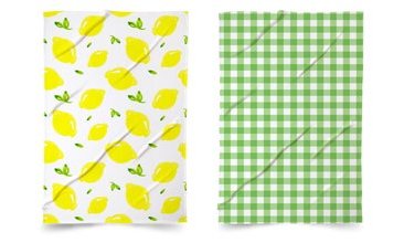 MUTFAK EL HAVLUSU LİMONLU YEŞİL PÖTİKARELİ BASKILI İKİLİ SET
