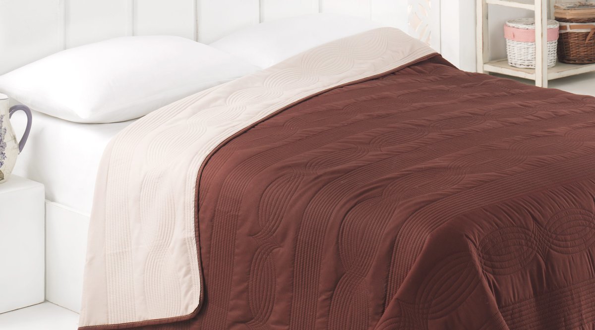 KATELOUİSE KAHVE BEJ ÇİFT TARAFLI YATAK ÖRTÜSÜ TEK KİŞİLİK FİYATI Vivense