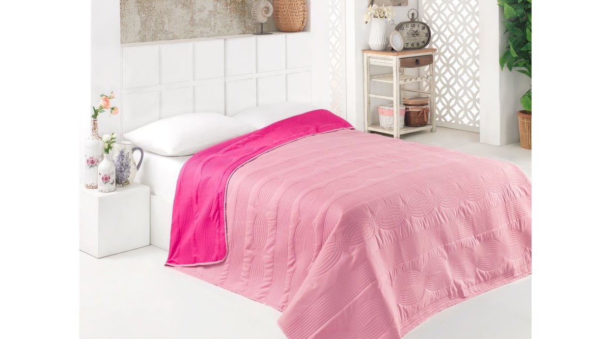 KATELOUİSE PEMBE FUŞYA ÇİFT TARAFLI YATAK ÖRTÜSÜ ÇİFT KİŞİLİK FİYATI