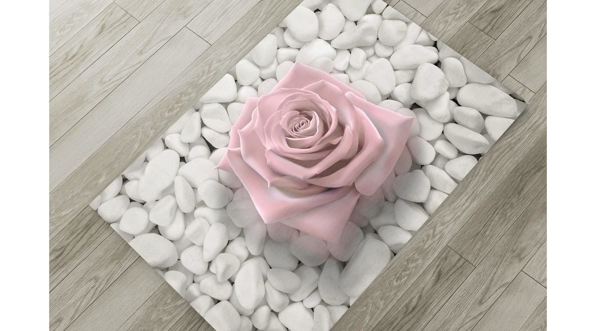 CİCİ HALI BASKILI HALI ÖRTÜSÜ BEYAZ TAŞ TOZ PEMBE GÜL FİYATI Vivense