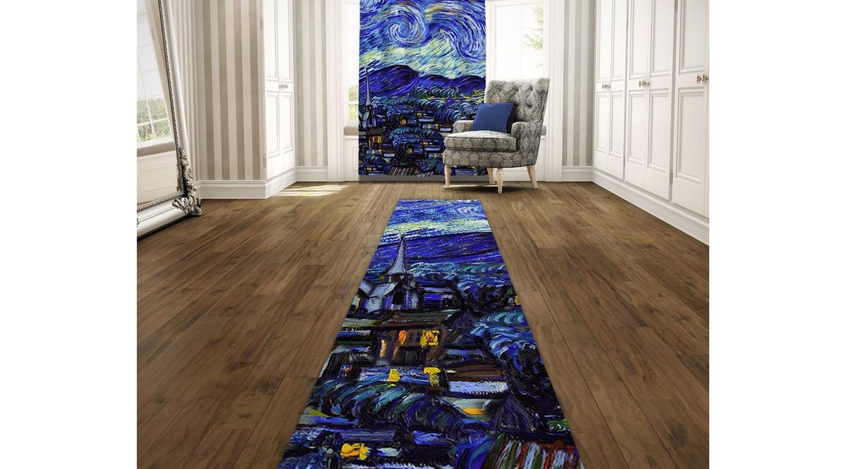 VİNCENT VAN GOGH YILDIZLI GECE BASKILI HALI 80X150 FİYATI Vivense