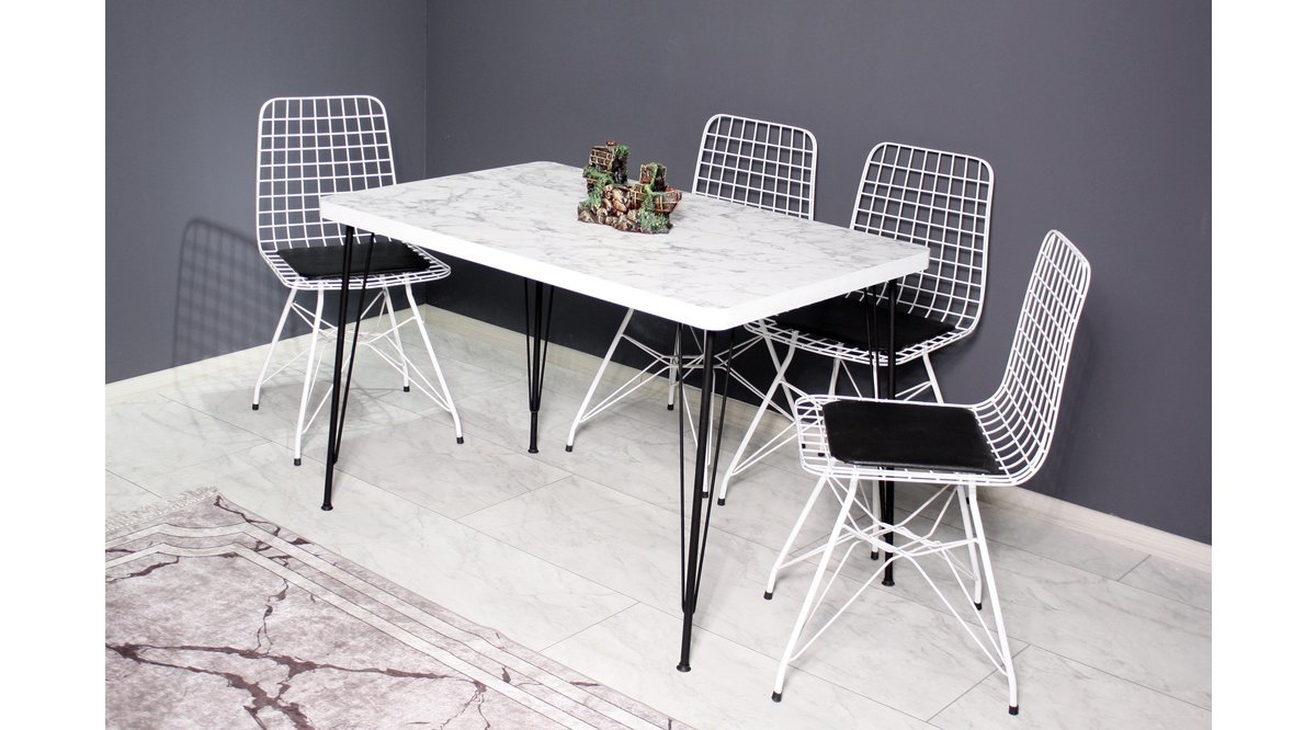 CHİC LİFE MERMER DESENLİ BEYAZ MUTFAK MASA TAKIMI FİYATI