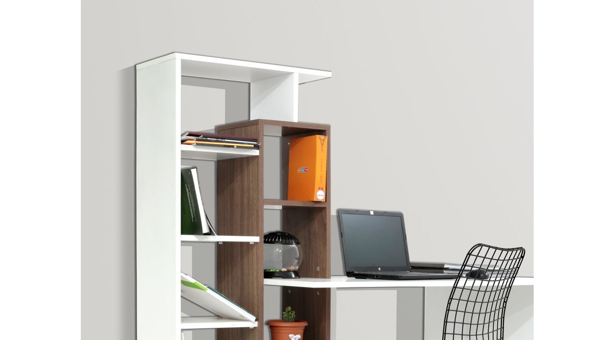 CHİC LİFE POLY KİTAPLIKLI ÇALIŞMA MASASI CEVİZ BEYAZ FİYATI Vivense