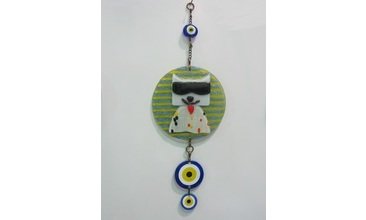 FÜZYON GÖZLÜKLÜ KEDİ NAZARLIK 12 CM