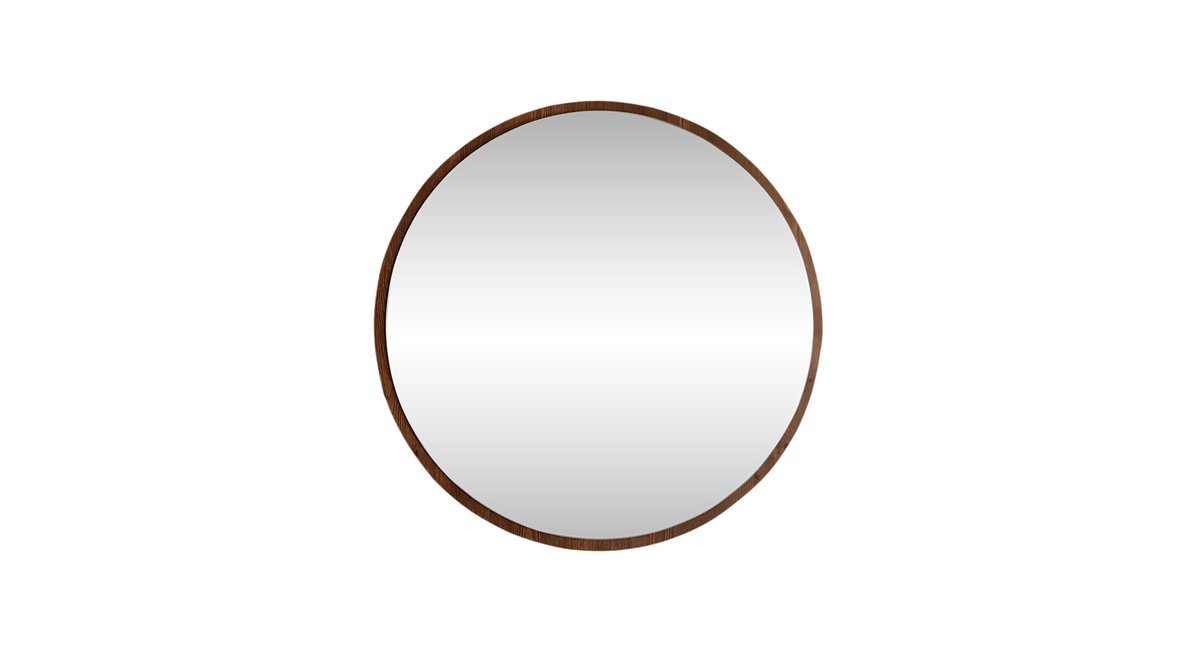 DFN WOOD KAHVERENGİ MDF ÜÇLÜ YUVARLAK DUVAR SALON BANYO AYNASI 32 CM