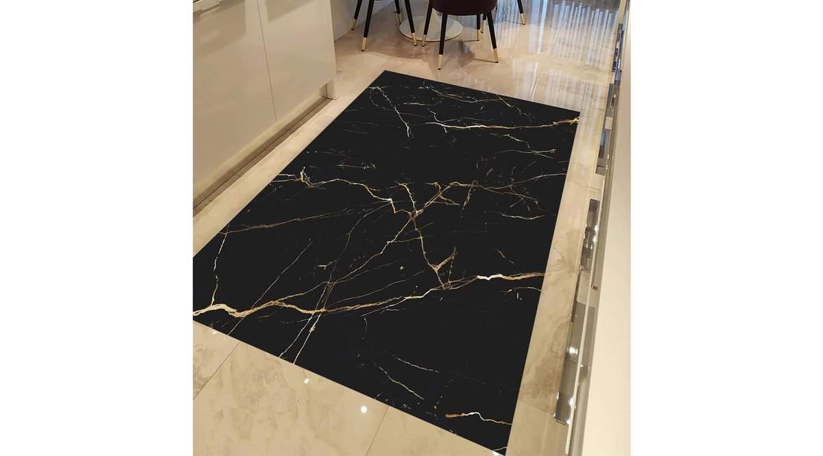 DEVİA HOMES NATURA KOLEKSİYONU SİYAH ZEMİN GOLD RENK MERMER DESENLİ