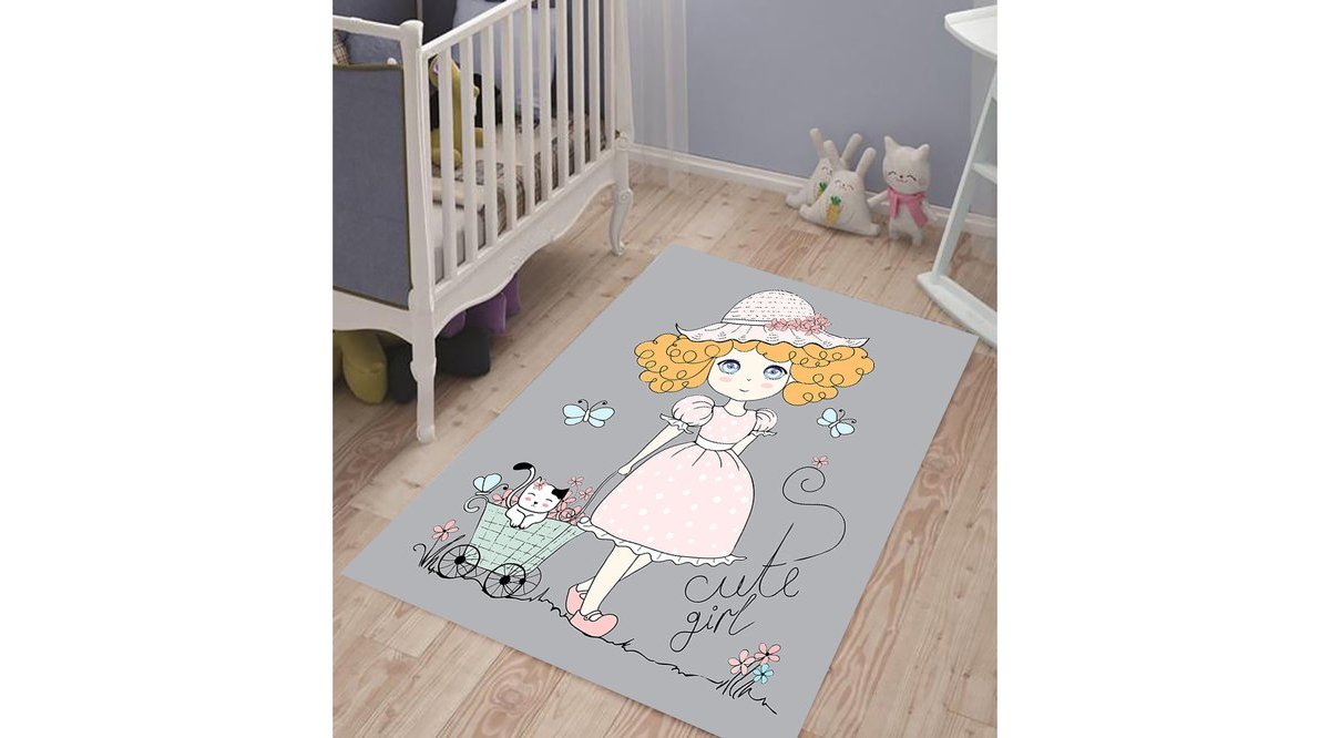 ELİT HALI SEVİMLİ KIZ VE KEDİSİ ÇOCUK HALISI 80X150 FİYATI Vivense
