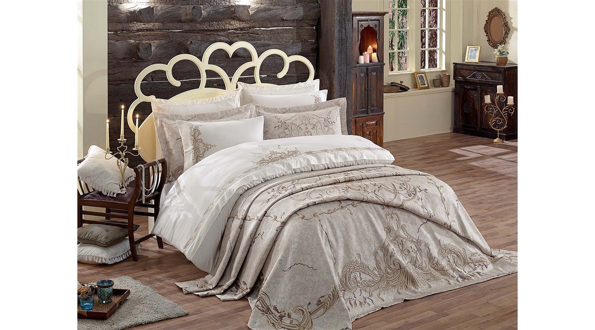 DANTELA PAMUK SATEN ÇİFT KİŞİLİK NEVRESİM TAKIMI VE YATAK ÖRTÜSÜ SETİ