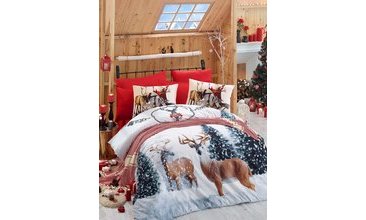 YILBAŞI NEVRESİM SETİ PAMUK ÇİFT KİŞİLİK DEER BEYAZ