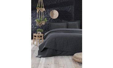 MONART KAPİTONELİ YATAK ÖRTÜSÜ ÇİFT KİŞİLİK FÜME
