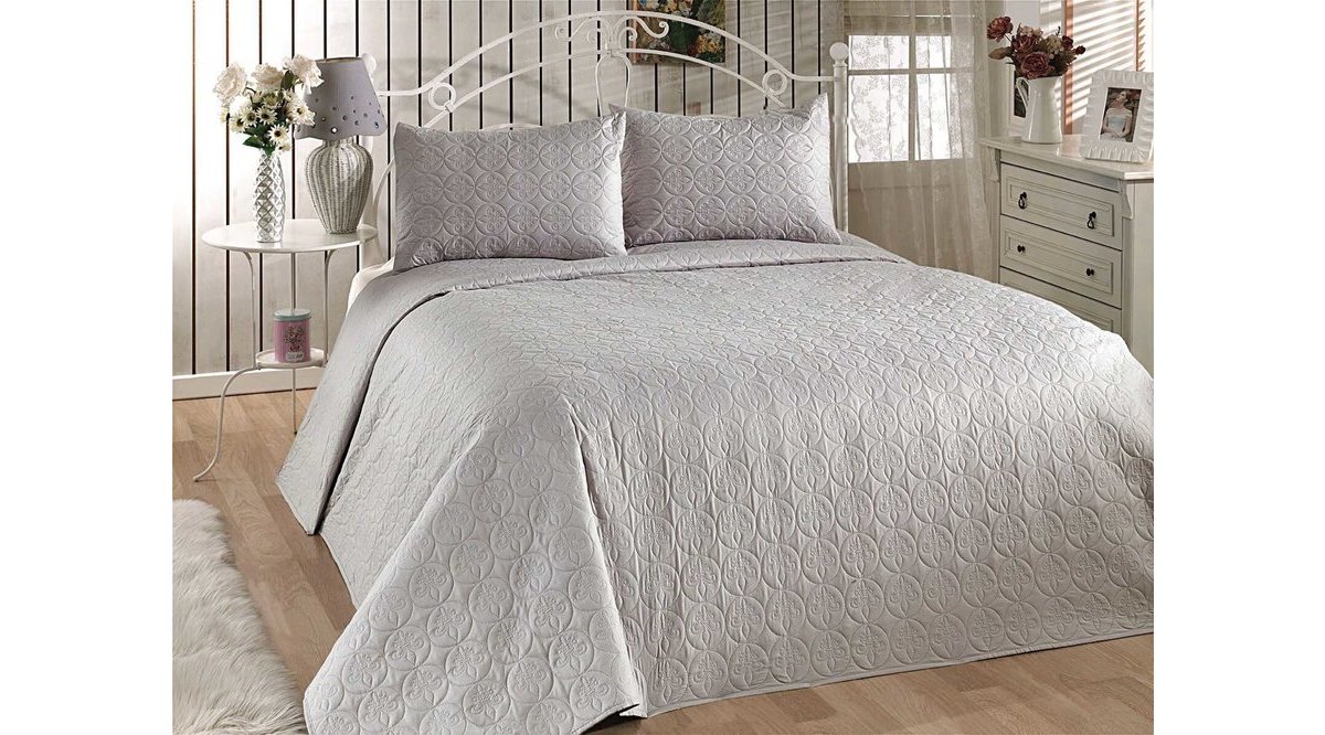 BEDSPREAD YATAK ÖRTÜSÜ SETİ ÇİFT KİŞİLİK DÜZ BOYA A.MAVİ