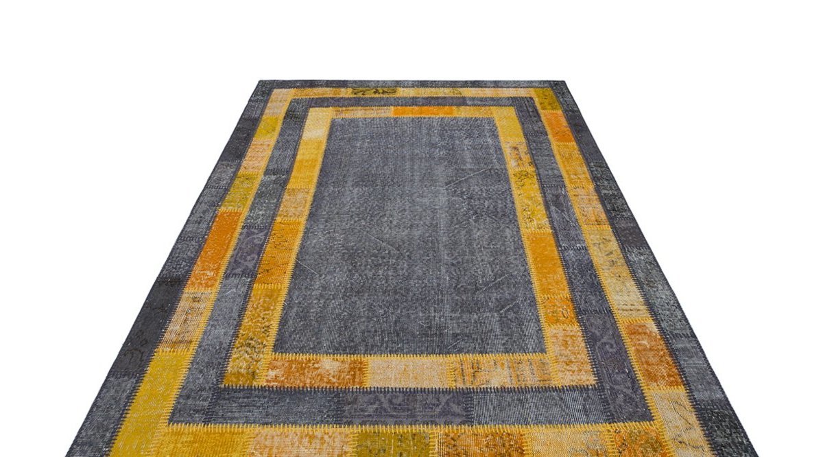 EFESTREND SARI GRİ EL DOKUMA GERÇEK PATCHWORK HALI 170X240 FİYATI Vivense