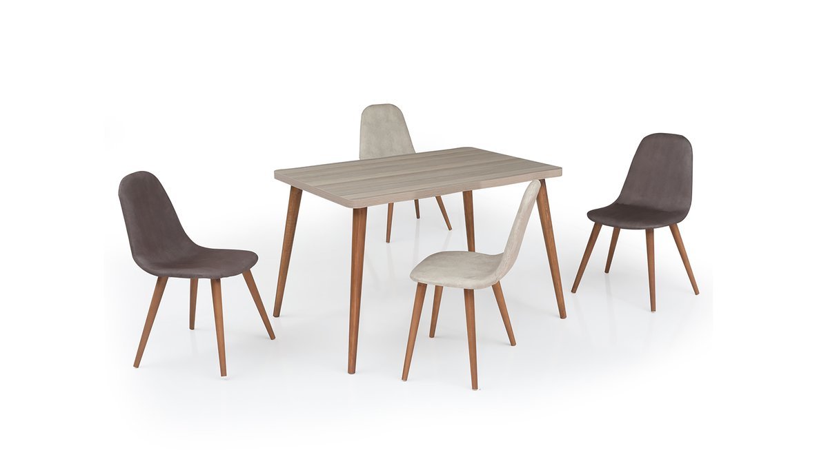 EVDEMO ELDA 4 KİŞİLİK MUTFAK MASA SANDALYE TAKIMI CORDOBA ANTRASİT GRİ