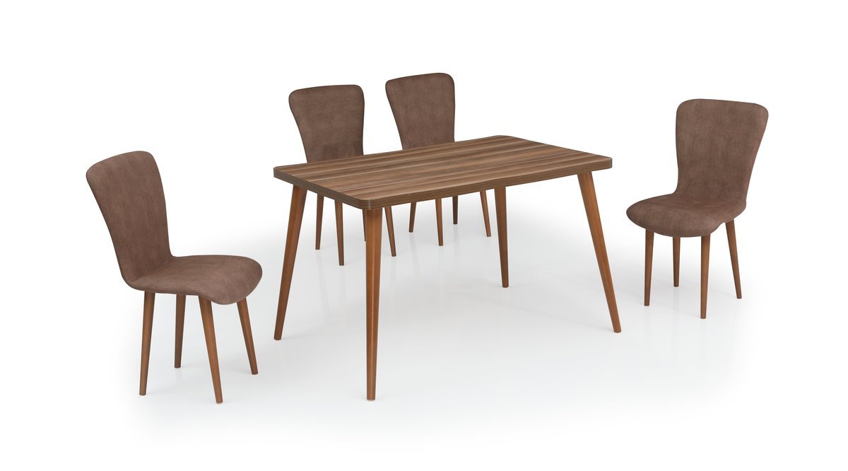 NEHIR 4 KIŞILIK MUTFAK MASA SANDALYE TAKIMI CEVIZ KAHVE FİYATI Vivense