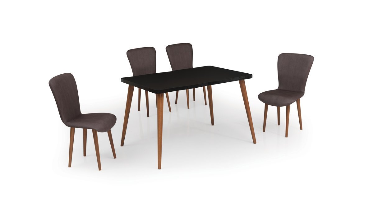 NEHIR 4 KIŞILIK MUTFAK MASA SANDALYE TAKIMI SIYAH ANTRASIT GRI FİYATI