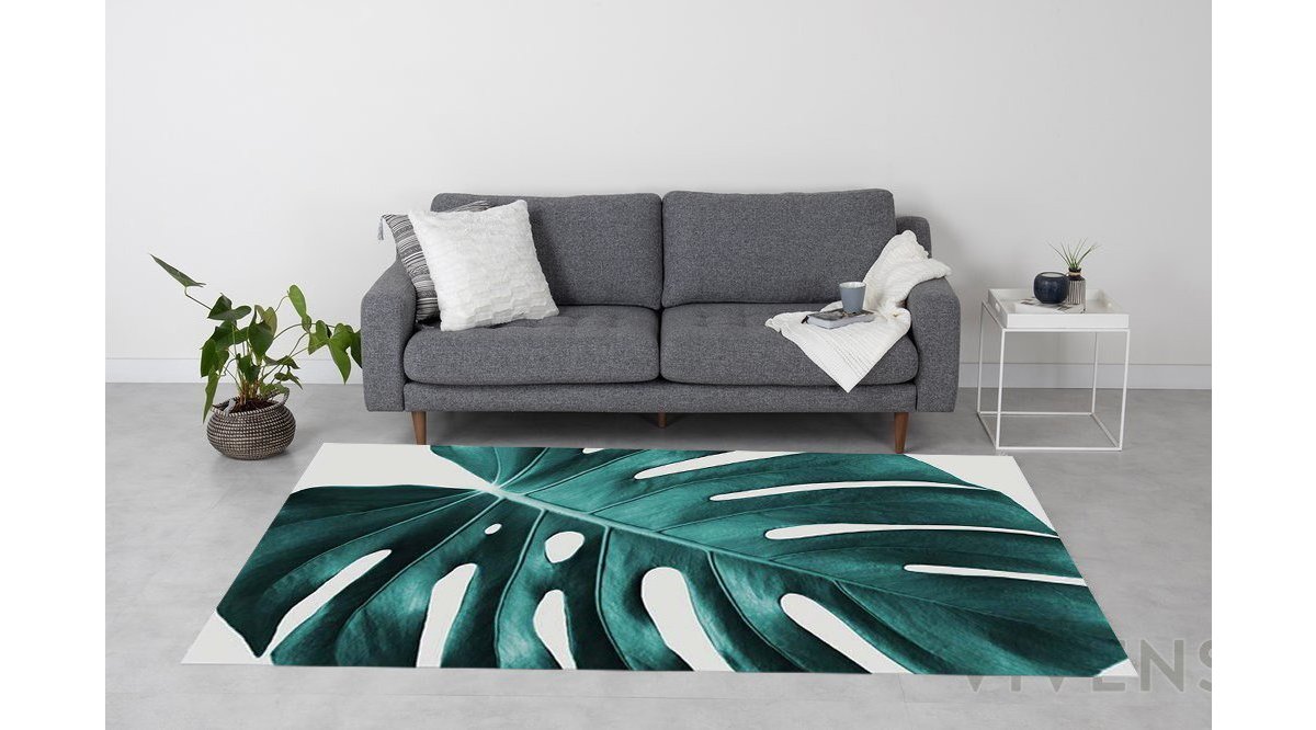 JUNGLE HALI TROPİKAL YAPRAK MODEL 3D DİJİTAL BASKILI YAZLIK HALI FİYATI