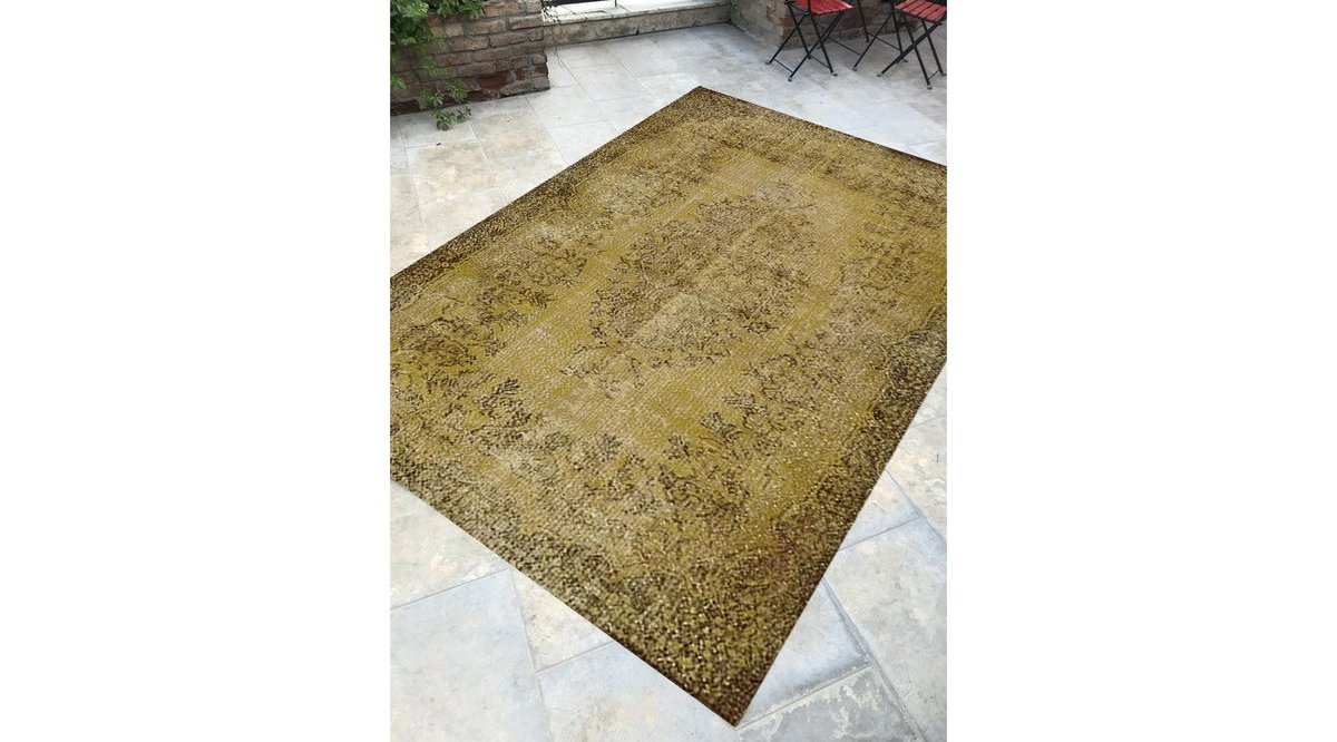 JUNGLE HALI VİNTAGE ESKİTME ETNİK HARDAL RENK DEKORATİF HALI 80X150