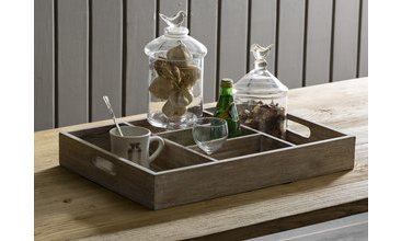 BÖLMELİ DEKORATİF AHŞAP TEPSİ