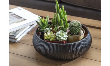 KAHVERENGİ KESME CAM DEKORATİF KASE